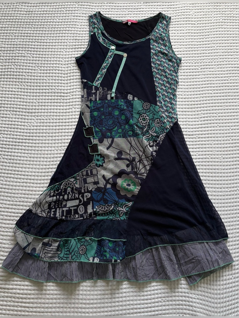 Vintage DPM By Depech Mod Patchwork Mesh Mixed Media Lagenlook Dress French - 2